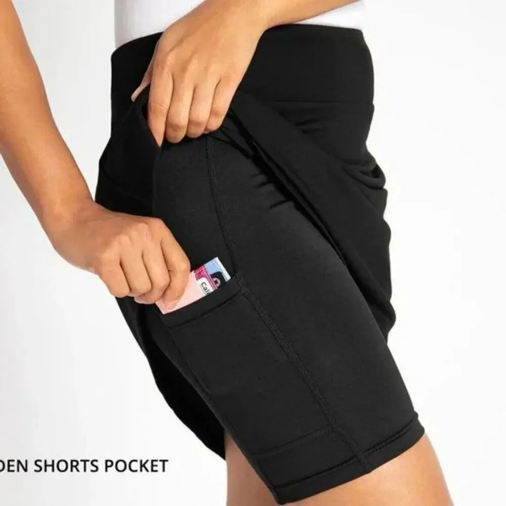 Betabrand Women's Ponte Mini Skort Shorts Attached in Black - Picture 2 of 9